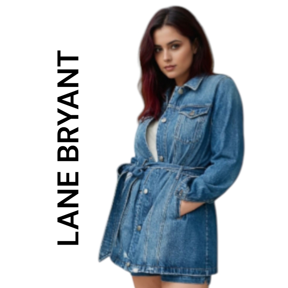 Lane Bryant | $129. Retail - Long Belted Denim Jean Jacket | Blue | Plus Size 20